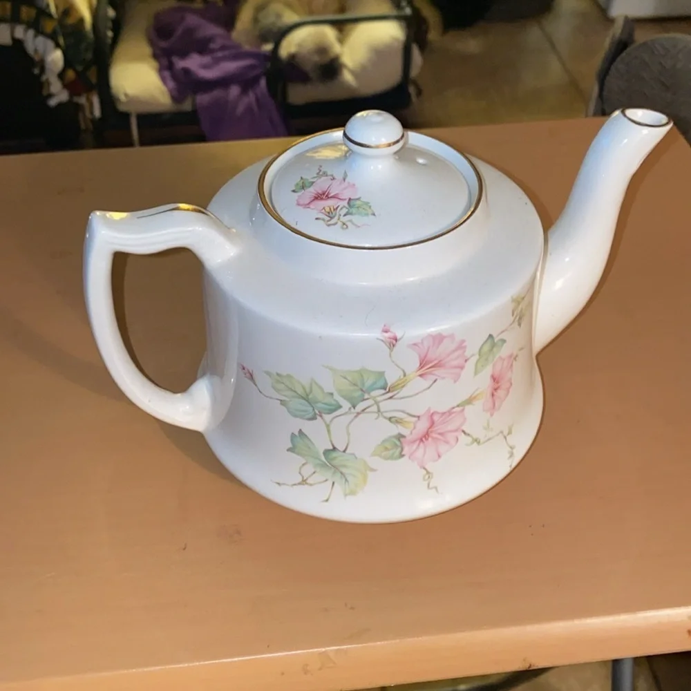 Vintage James Kent Old Foley Staffordshire Teapot  Floral Swirl Gold